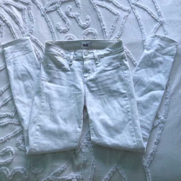 Paige white classic mid rise stretchy skinny jeans - Picture 1 of 6